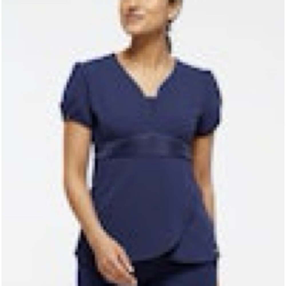 Jaanuu Navy Blue V-Neck Scrub Top